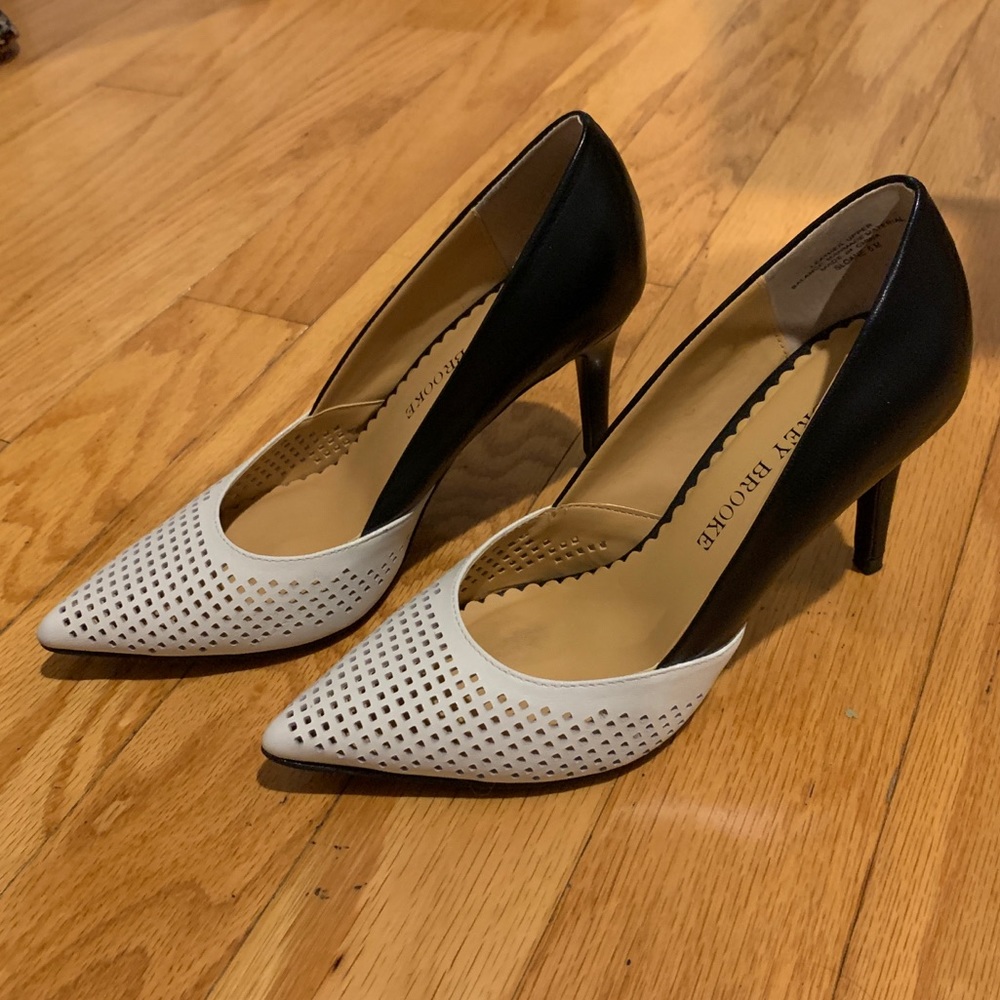 Audrey Brooke black and white heels